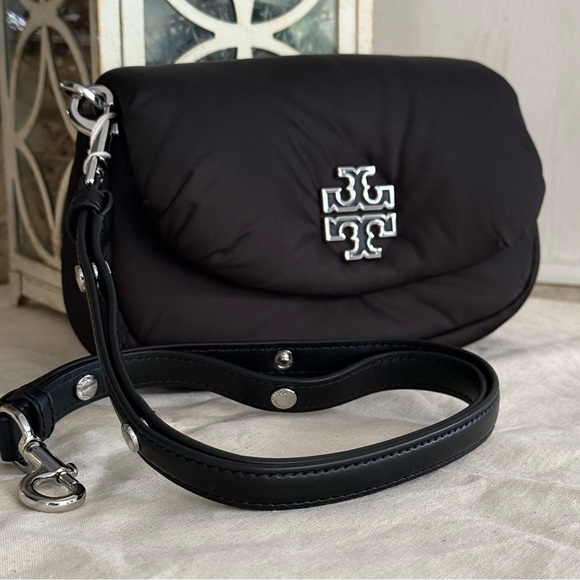 New Tory Burch BRITTEN NYLON PUFFY CONVERTIBLE CROSSBODY BLACK